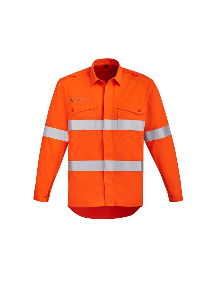 Mens Orange Flame HRC 2 Hoop Taped Open Front Spliced Shirt