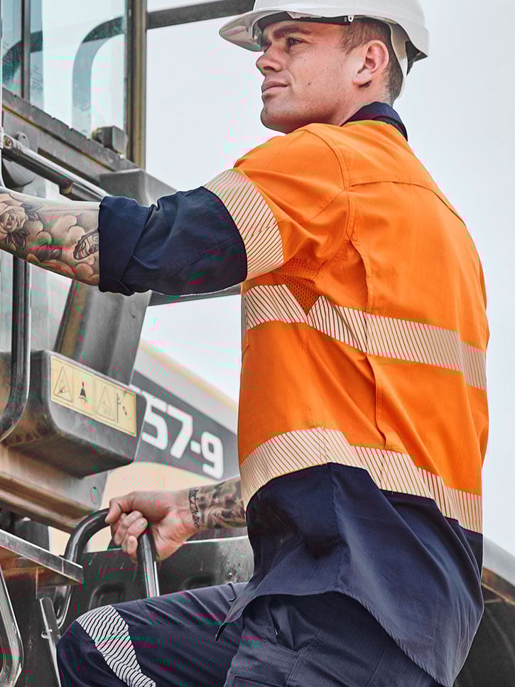 Mens Hi Vis Rugged Cooling Hi Vis Segmented Tape Long Sleeve Shirt