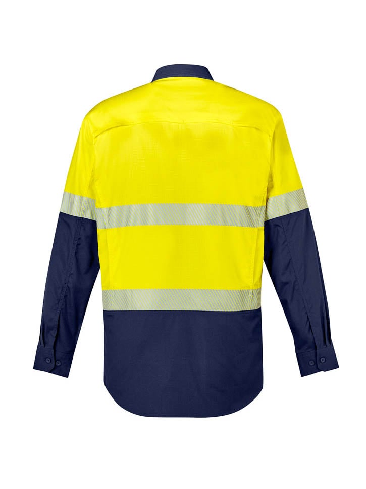 Mens Hi Vis Rugged Cooling Hi Vis Segmented Tape Long Sleeve Shirt