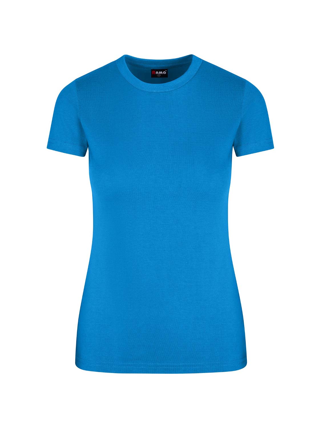 Ramo - Ladies slim fit blue t-shirt with a crew neck.