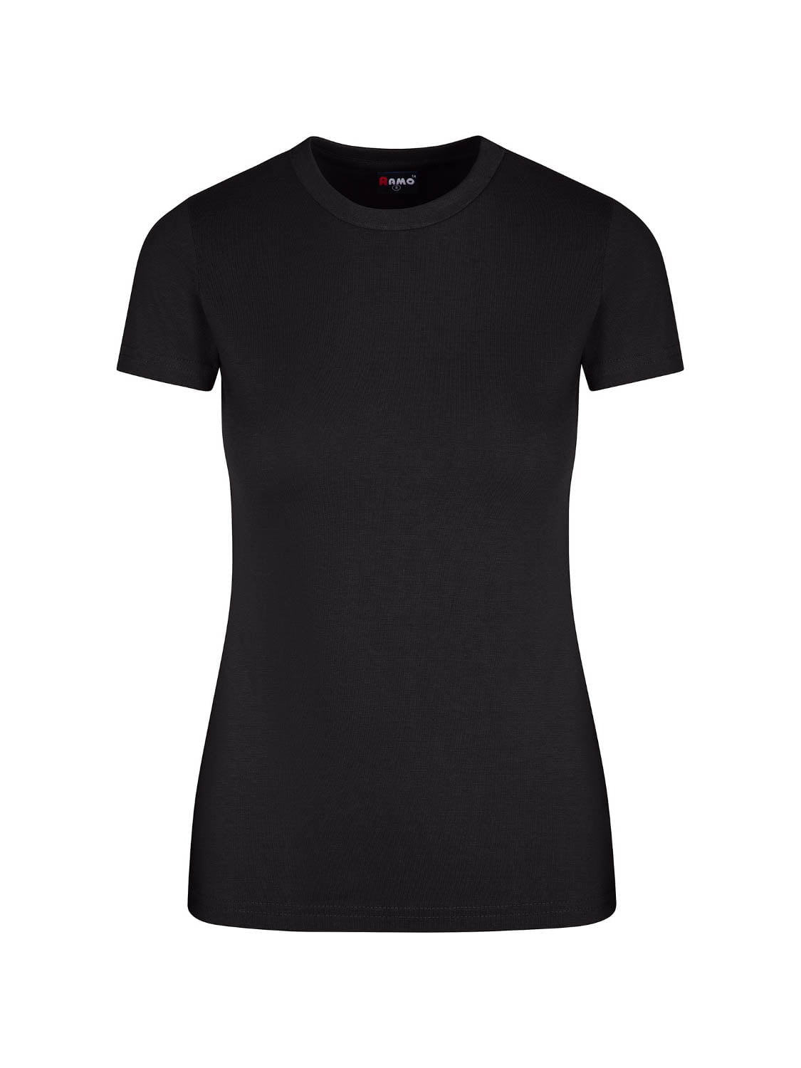 Ramo - Ladies slim fit black t-shirt with a crew neck.