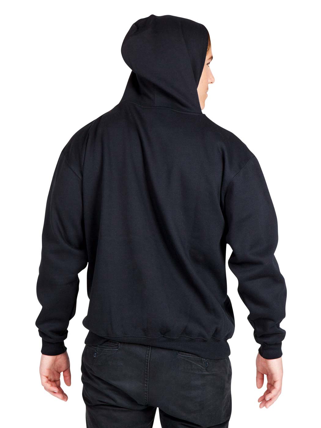 Ramo - Men's black zip hoodie with a hood and pocket.