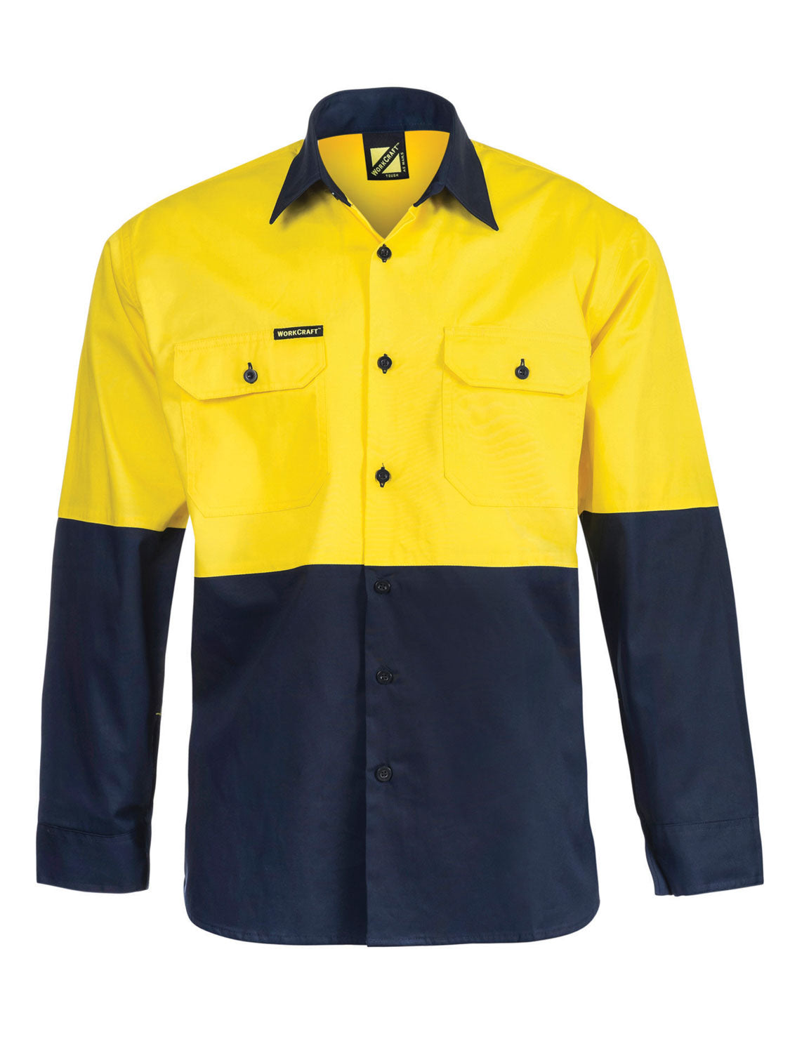 Lightweight Hi Vis Long Sleeve Vented Cotton Drill Shirt