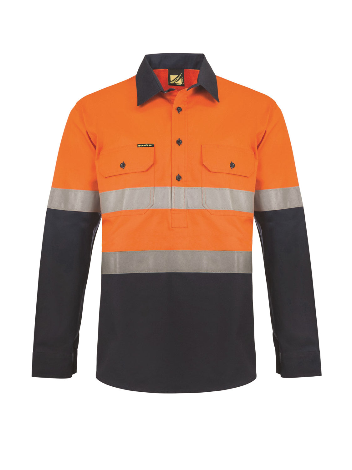 Hi Vis Closed Front Cotton Drill Reflective Shirt with Semi Gusset Sleeves