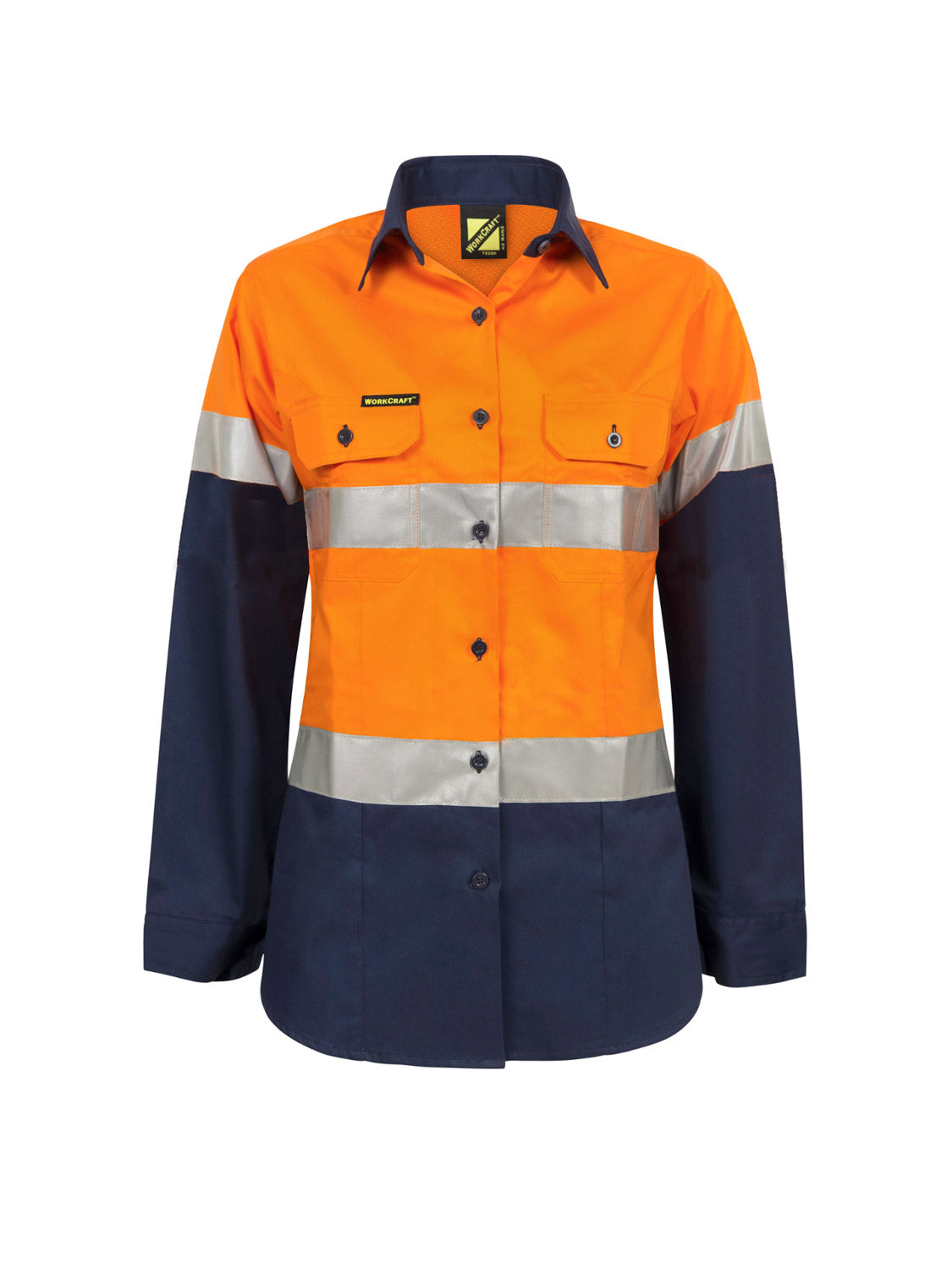 Ladies Lightweight Hi Vis Long Sleevee Vented Reflective Cotton Drill Shirt
