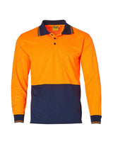 Mens Hi-Vis Long Sleeve Micro-Mesh Safety Polo