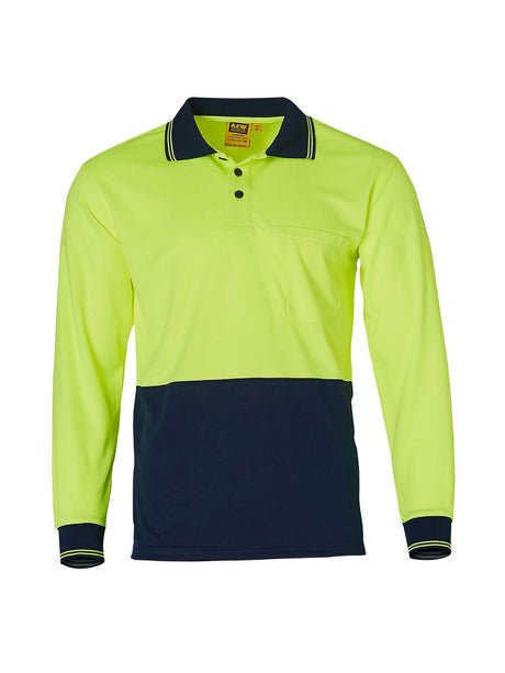 Mens Hi-Vis Long Sleeve Micro-Mesh Safety Polo