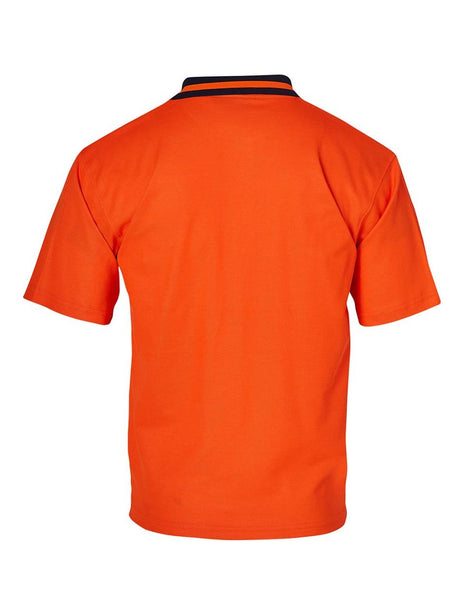 Mens Hi-Vis Short Sleeve Cotton Back Safety Polo