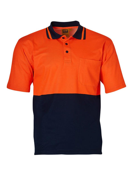 Mens Hi-Vis Short Sleeve Cotton Back Safety Polo