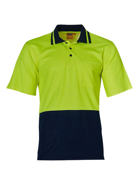 Mens Hi-Vis Short Sleeve Cotton Back Safety Polo