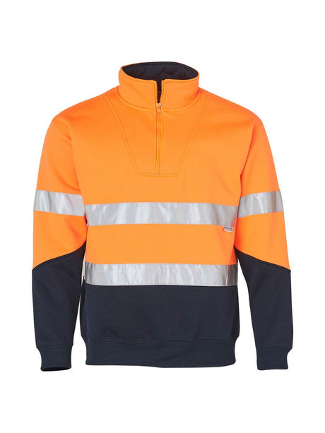 Mens Hi-Vis Long Sleeve Fleece Sweat With Reflective Taping