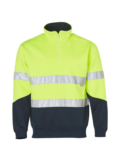 Mens Hi-Vis Long Sleeve Fleece Sweat With Reflective Taping