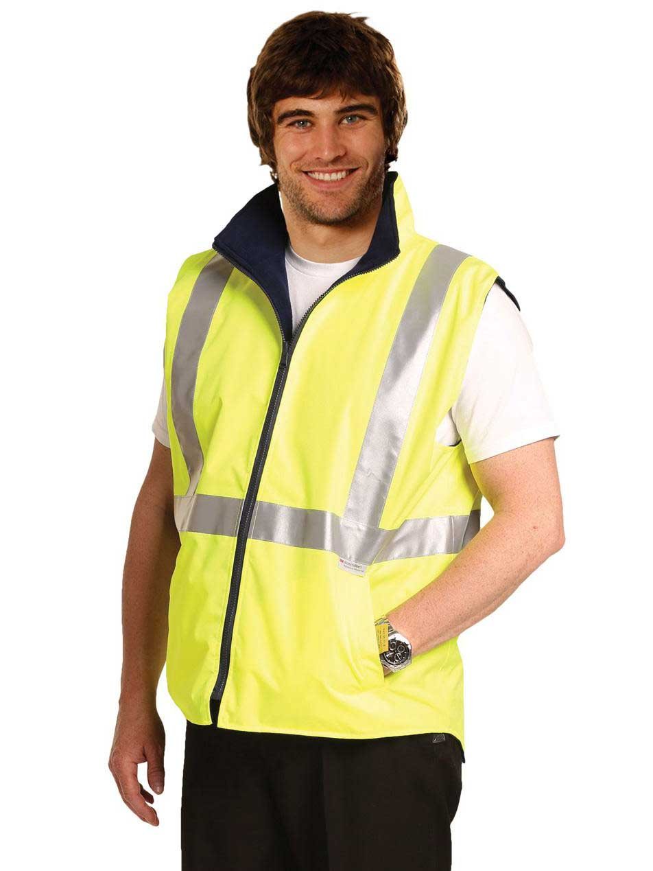 Mens Hi-Vis Reversible Safety Vest With 3M Tape