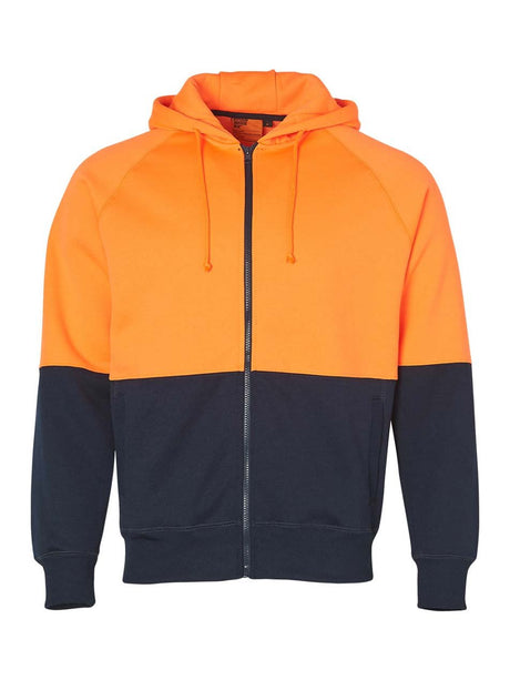 Mens Hi-Vis Two Tone Full Zip Fleece Hoodie