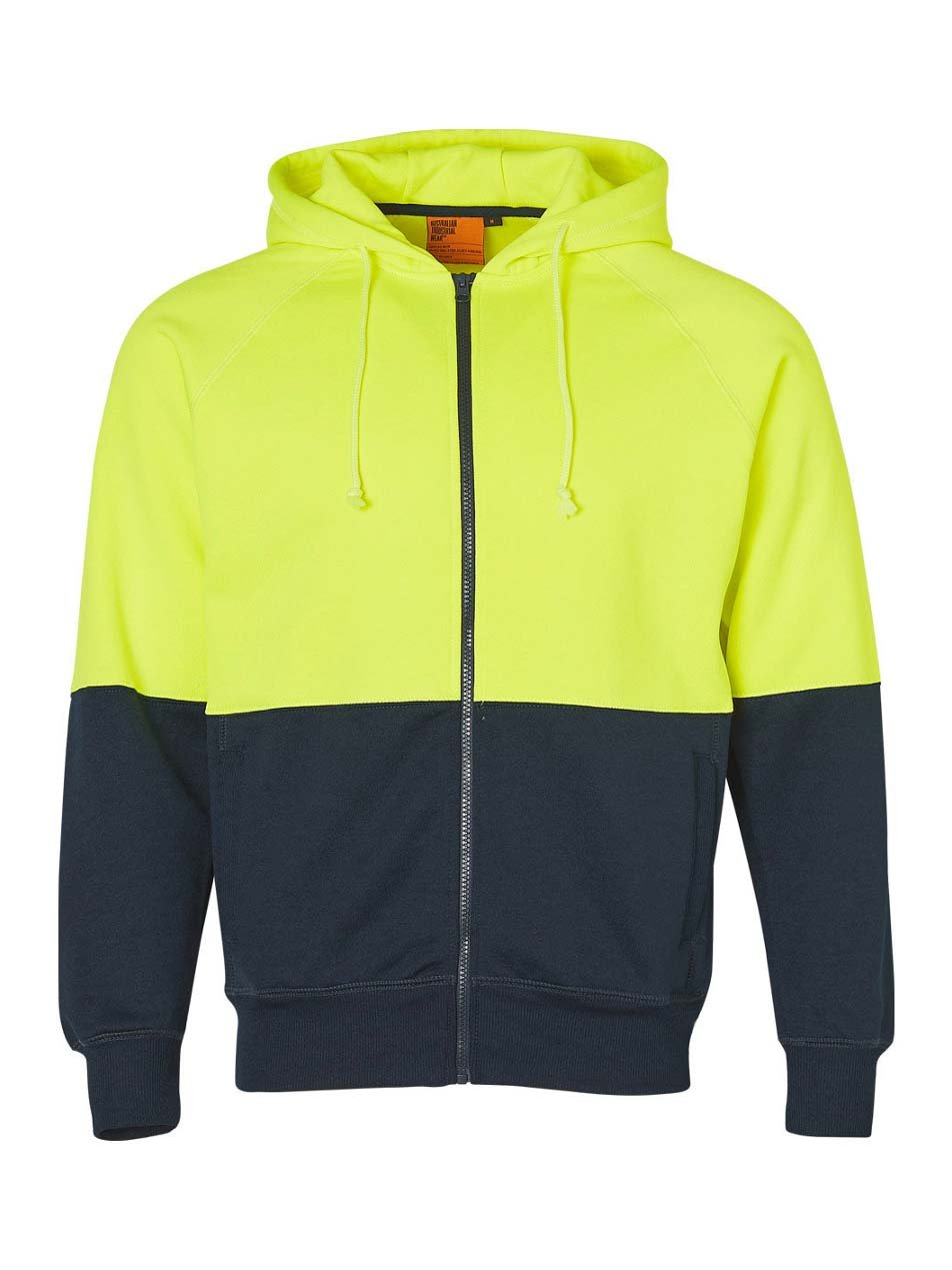 Mens Hi-Vis Two Tone Full Zip Fleece Hoodie