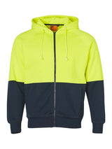 Mens Hi-Vis Two Tone Full Zip Fleece Hoodie