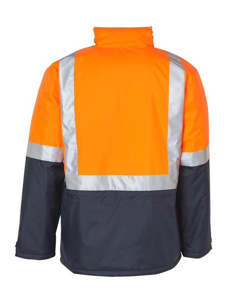 Mens Hi-Vis Two Tone Rain Proof Jacket With Quilt Lining