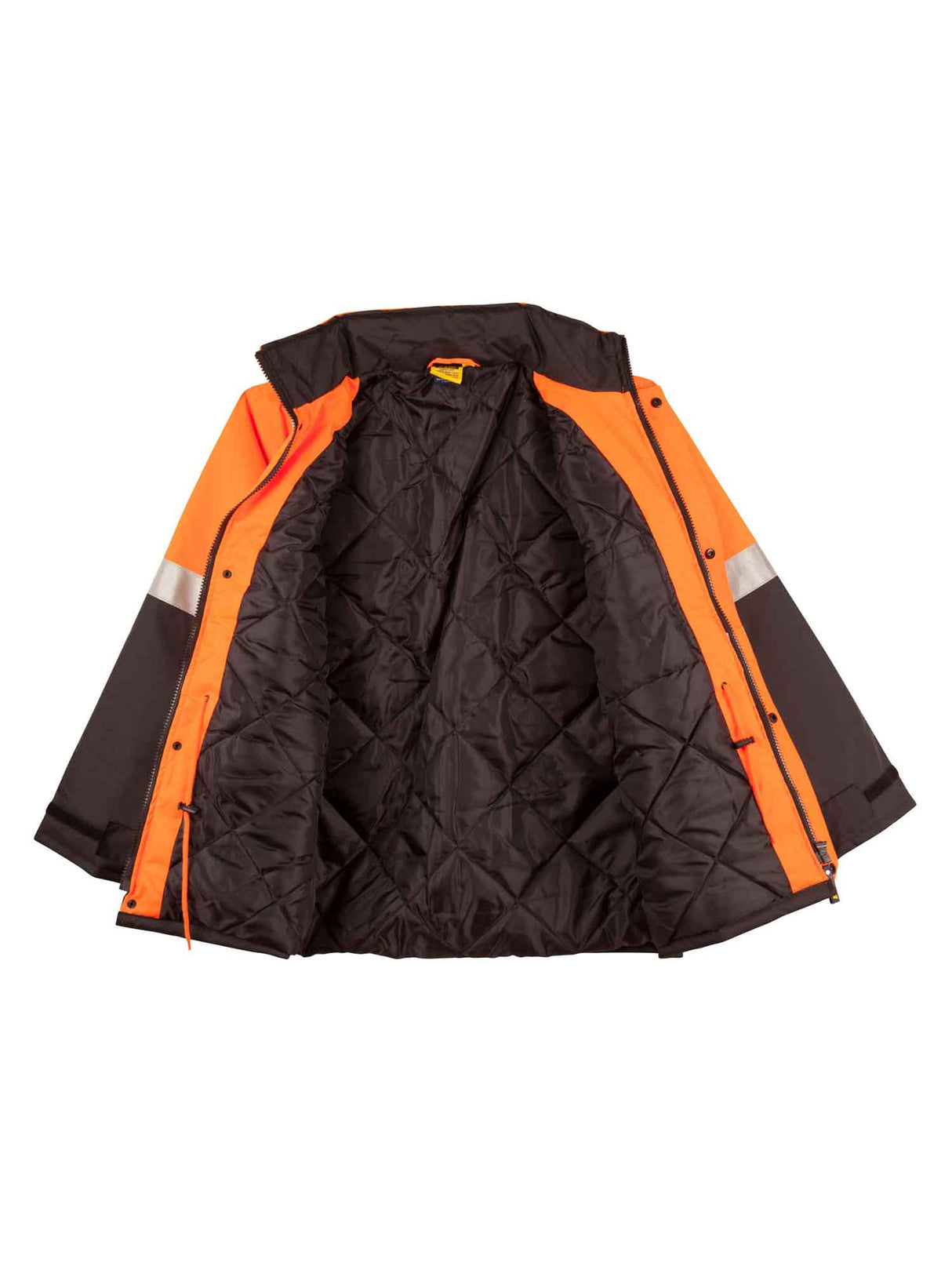 Mens Hi-Vis Two Tone Rain Proof Jacket With Quilt Lining