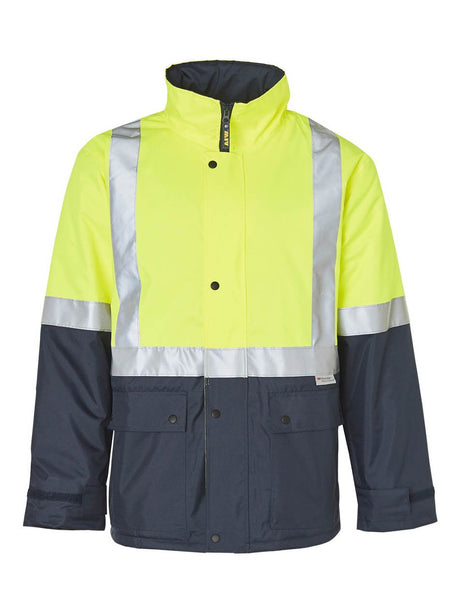 Mens Hi-Vis Two Tone Rain Proof Jacket With Quilt Lining