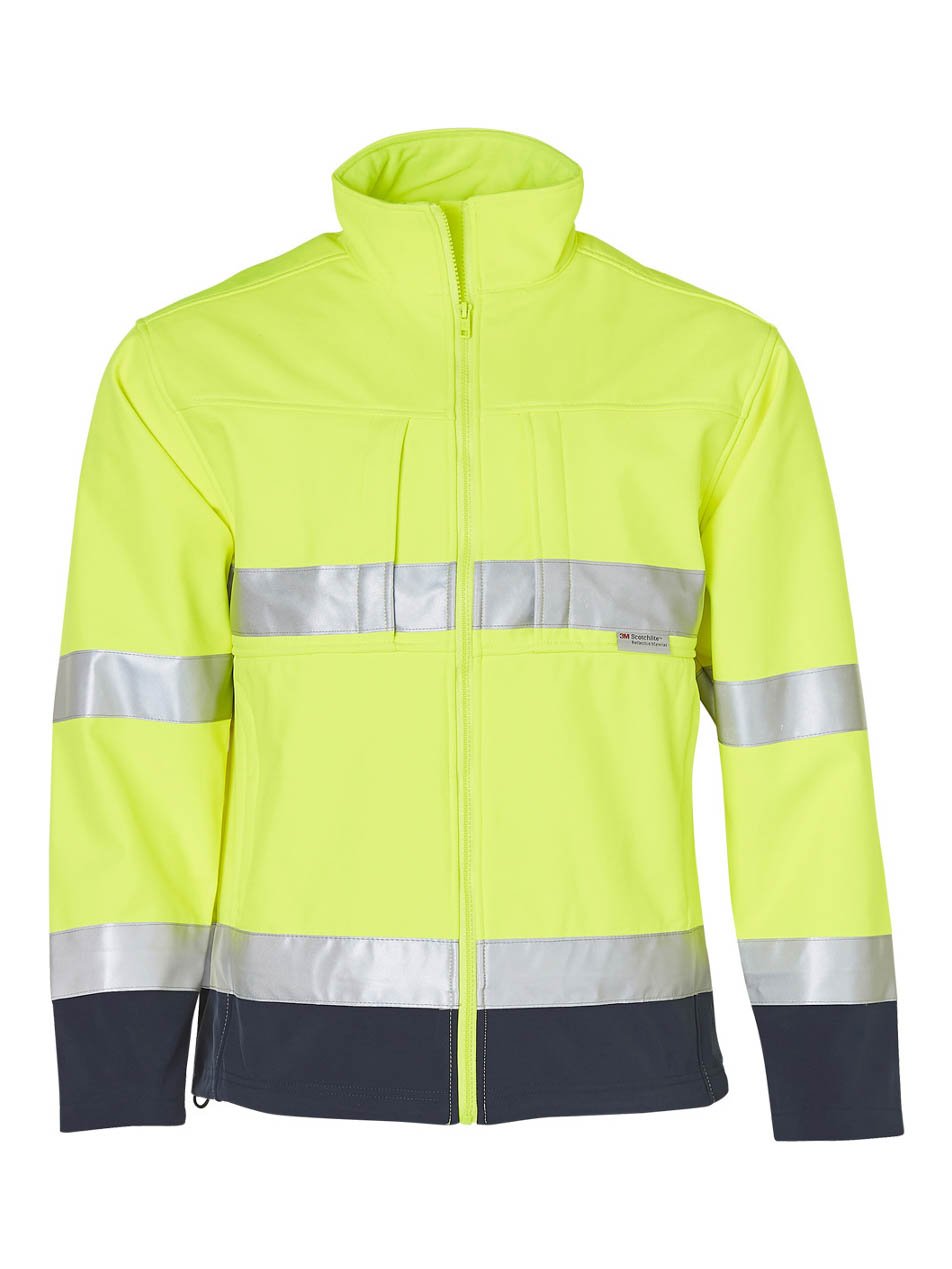 Mens Hi-Vis Two Tone Softshell Jacket With Reflective Taping