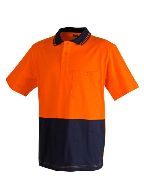 Mens Hi-Vis Cotton Jersey Two Tone Safety Polo