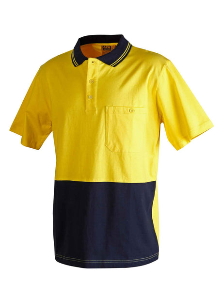 Mens Hi-Vis Cotton Jersey Two Tone Safety Polo