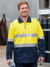 Mens Hi-Vis Cotton Jacket With Reflective Taping