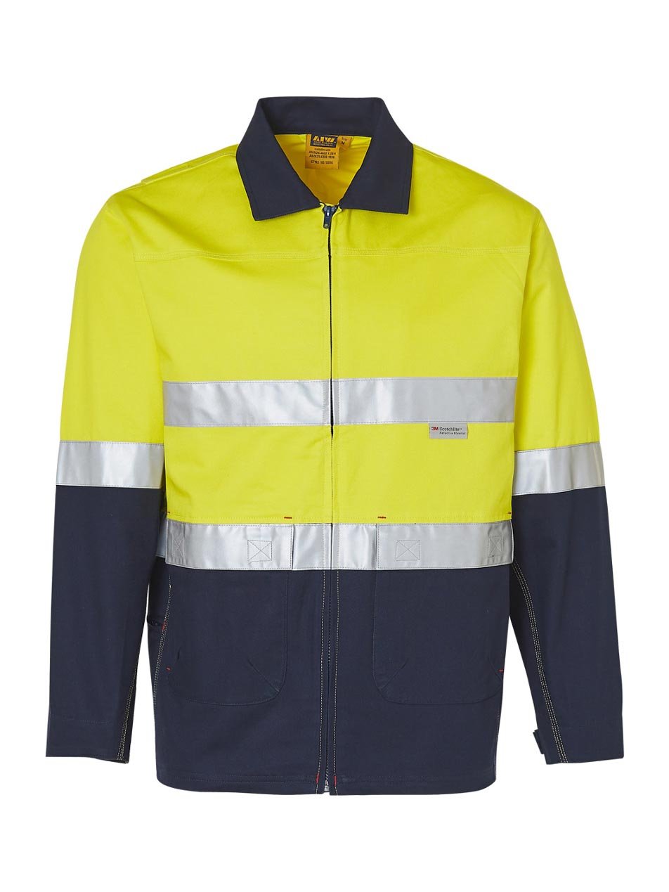 Mens Hi-Vis Cotton Jacket With Reflective Taping