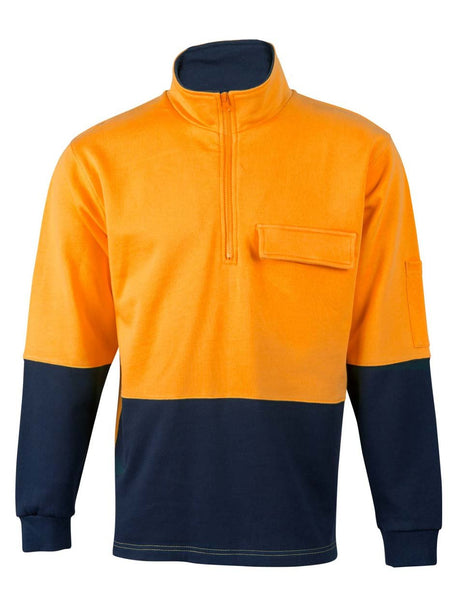 Mens Hi-Vis Two Tone Cotton Fleecy Sweat