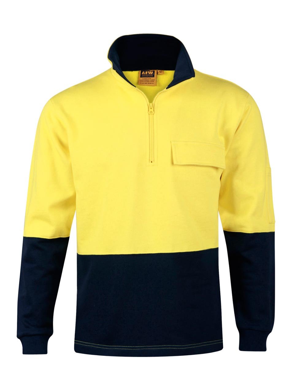 Mens Hi-Vis Two Tone Cotton Fleecy Sweat