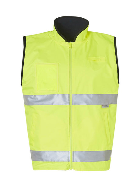 Mens Hi-Vis Reversible Mandarine Collar Safety Vest