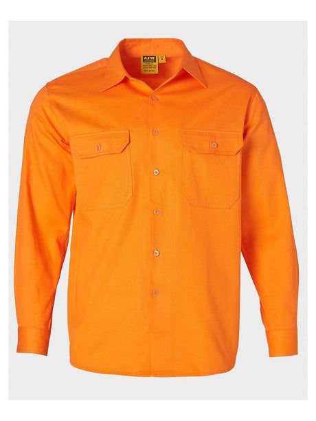 Mens Hi-Vis Cotton Drill Long Sleeve Shirt