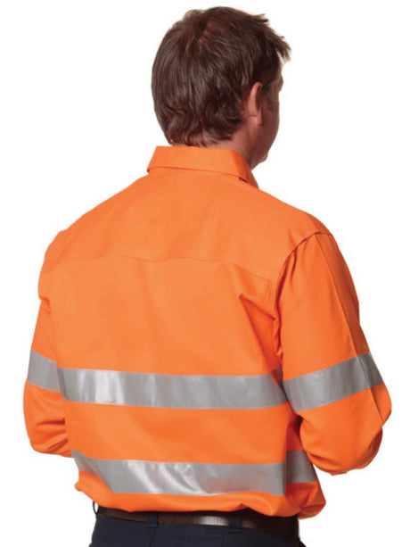 Unisex Hi-Vis Cotton Drill Long Sleeve Shirt With Taping