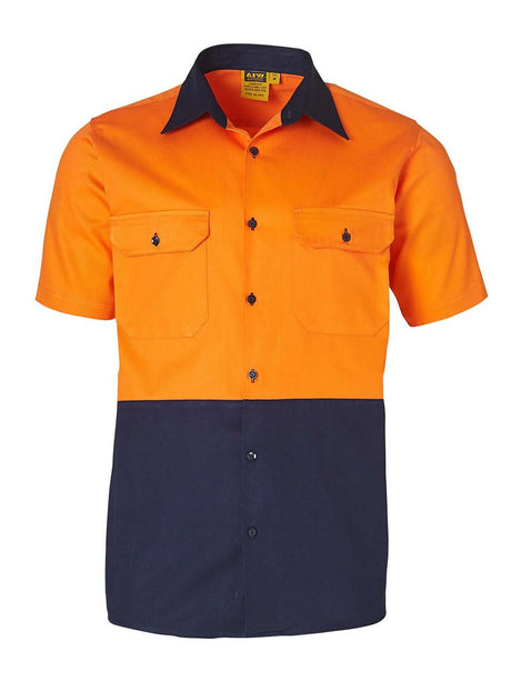 Mens Hi-Vis Cotton Drill Short Sleeve Shirt