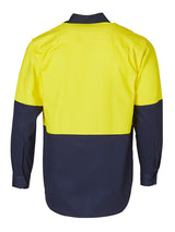 Mens Hi-Vis Cotton Drill Long Sleeve Shirt