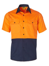 Mens Hi-Vis Cotton Twill Short Sleeve Shirt