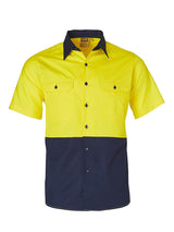 Mens Hi-Vis Cotton Twill Short Sleeve Shirt