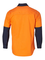 Mens Hi-Vis Cotton Twill Long Sleeve Shirt