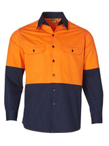 Mens Hi-Vis Cotton Twill Long Sleeve Shirt