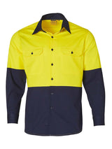 Mens Hi-Vis Cotton Twill Long Sleeve Shirt