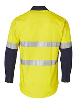 Mens Hi-Vis Cotton Twill Long Sleeve Shirt With Taping