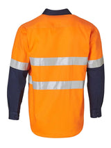 Mens Hi-Vis Cotton Drill Long Sleeve Shirt With Taping