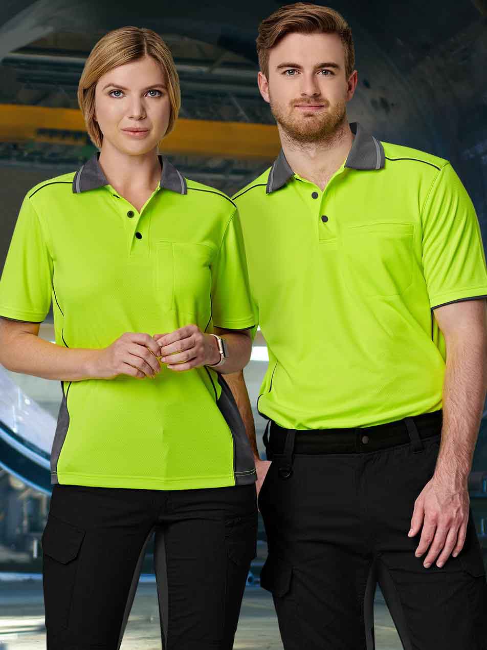 Unisex Hi-Vis Bamboo Charcoal Vented Short Sleeve Polo