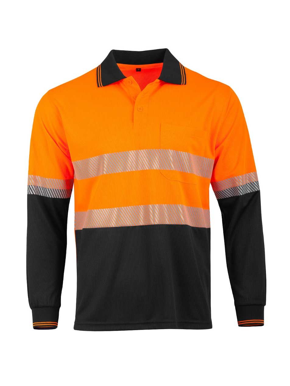 Unisex Hi-Vis CoolDry Segmented Long Sleeve Polo