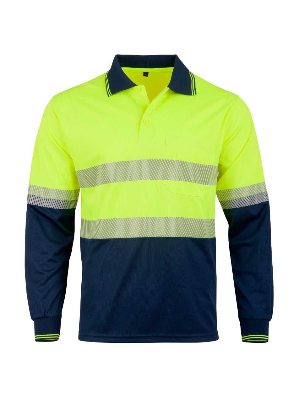 Unisex Hi-Vis CoolDry Segmented Long Sleeve Polo