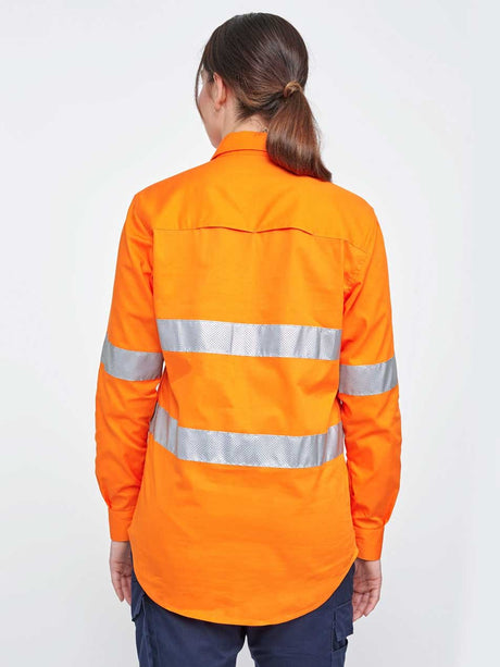 Unisex Hi-Vis Cool Breeze Closed Front Long Sleeve Work Shirt With Perforated Tape