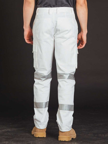Mens White Safety Pants With Biomotion Tapes