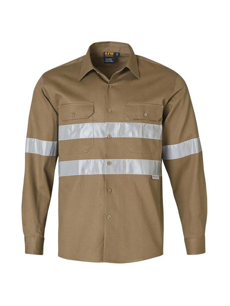 Mens Cotton Drill Long Sleeve Shirt With Taping