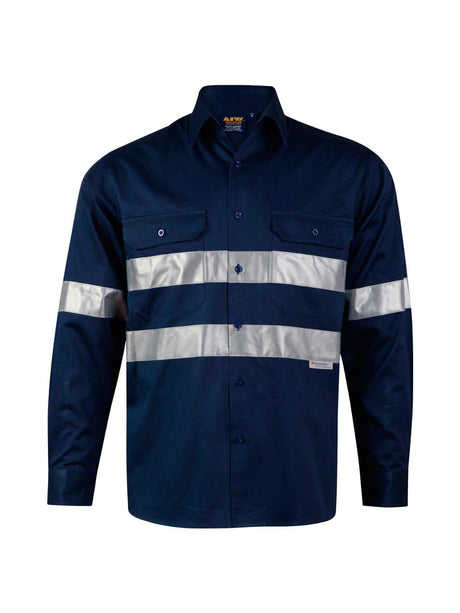 Mens Cotton Drill Long Sleeve Shirt With Taping