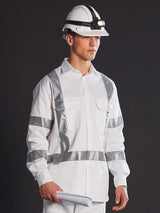 Mens White Safety Shirt with X Back Biomotion Tape